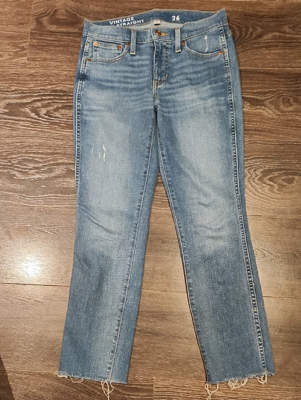 ❤️ J CREW HIGH RISE VINTAGE SLIM STRAIGHT JEANS, TILDA WASH, RAW HEM, 2 (26)St